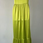 Boohoo NWT  Neon Green Maxi On Shoulder Satin Dress, Sz: 10 (b38) Photo 1