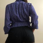 Vintage blue floral chiffon blouse Size M Photo 2