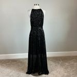 DKNY  Sequined Halter Maxi Dress Size 8 Black Sequined Sleeveless Long Formal Photo 5