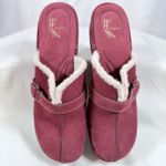 White Mountain  Womens 7.5 Red Faux Fur Leather Suede Mule Boho Country Cottage Photo 3