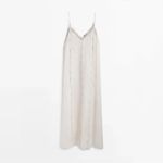 Massimo Dutti  Sleeveless Embroidered Linen Maxi Dress Cream Size M-L NWT Photo 13