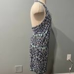 Tart  Blue Geometric Sleeveless Halter V-Neck Romper Size Large Photo 6