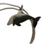 Silver Tone Dolphin Necklace Ocean Abalone Pendant Chain Photo 12