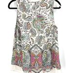 Daniel Rainn  Women Sleeveless Paisley Floral Colorful Chiffon Blouse Medium Whit Photo 3