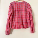 Natural Life  Montana Pink Plaid Metallic Gold Thread Button Top Pintuck Small Photo 5