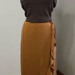 Green Envelope Faux Wrap Ruffle Tie Skirt Size M Brown Size M Photo 0
