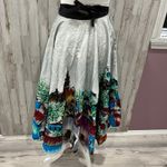 Mexican 1950s Hand Painted City Full Circle Skirt Lavable Cotton Pockets VTG Med Size XS Photo 3
