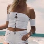 LF Strapless Lace Up Crop Top Photo 0