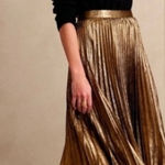 Kate Spade Gold Metallic Midi Skirt Size 8 Photo 0