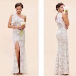 Dress the Population  Genevieve Lace Maxi‎ Gown One Shoulder Bow White Medium Photo 2