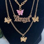 Gold Fashion Multi Layer Chain Necklace Butterfly Angel Purple Photo 1