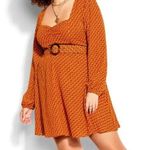 City Chic  CCX Retro Chic Floral Belted Dress Mustard Printed Size 14 xs Photo 0