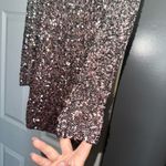 Hello Molly 4 Pink Silver Sequin Long Sleeve Open Back Zip Up Mini Formal Dress Photo 6