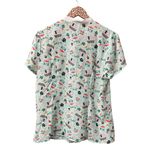 Unique Vintage  Short Sleeve Bow Neck Button Up Blouse Paris French Print XL 14 Photo 2