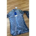 Boohoo Sequin High Neck Cut Out Smock Dress Size 10 Blue Sparkly Mini Photo 9
