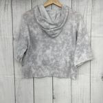 SO  SMALL Juniors White Bleach Dye Short Sleeve Crop Hoodie Sweatshirt Photo 1