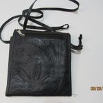 J.L. SALDIVAR Tooled Leather Black Trifold Crossbody Boho Western Purse Photo 7