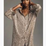 Anthropologie Flat White Sequin Tunic Mini Dress Size S.B27 Photo 1