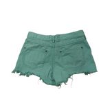 Free People Teal Cotton Frayed Hem Jean Shorts, Sz 25 Photo 1