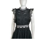 Entro ‎ Medium Black Eyelet Lined Tiered Ruffle  Crochet Boho Dress Photo 1