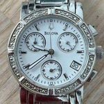 Bulova  Diamond Chronograph Ladies Watch Mother of Pearl Dial Stainless Bracelet Photo 0