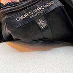 Carmen Marc Valvo  Black Beaded Crochet Sleeveless Top Size L‎ Photo 6
