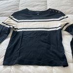 CHAPS Navy and Cream Striped Blouse Photo 0