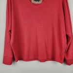 Anthropologie Waffle Top Coral Watermelon V-Neck Dolman Sleeve Shirt Blouse Sz S Photo 12