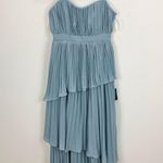 Lulus Jehona Dusty Blue Pleated Tiered Maxi Dress Long Formal A Line Small NWT Photo 4