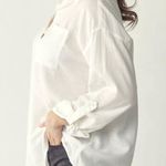 Risen  Los Angeles White Linen Blend Relaxed Fit Blouse Photo 3