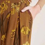 Anthropologie Wide Leg Pants Brown Yellow Floral Lightweight Pleated Maeve 0 Photo 9