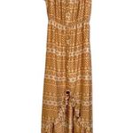 Dress Forum Bohemian Ruffle High-Low Maxi Dress Mustard/Burnt Orange Cream Small Photo 0