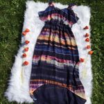 Black Rainn Maxi Dress Dark Watercolor Stripe Long Size Medium M Wedding Guest Photo 9