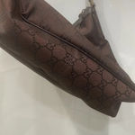 Gucci Canvas Brown Nylon Logo Print Leather Hobo Shoulder Tote Bag Purse Photo 6