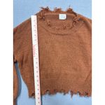 Dreamers by Debut XS Frayed Rust Orange Distressed Crop Sweater Boho Cropped Brown Photo 9