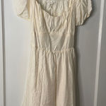 Blu Pepper  Ivory Dress Women's Large Puff Sleeve Open Back Tie Mini Casual Photo 0