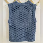 Madewell  Open Stitch Crochet Crop Sweater Vest Blue Medium Photo 5