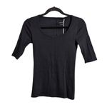 Everlane NWT  Black Ribbed Scoop-Neck Short Sleeve Knit Top S Photo 0