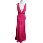 Amanda Wakeley Deep V Long Maxi Dress Pink Gown Women’s Size L Flawed Size L Photo 2