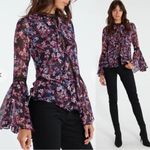 MISA Los Angeles divya top blouse floral lace revolve sz L Photo 1