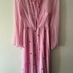 ASOS NEW!  Design stunning tie back pleated sleeve midi dress pink red embroidery Photo 9