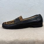 Cole Haan Womens Black Leopard Print Calf Hair Leather Loafers Shoes Photo 4