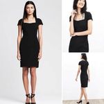Banana Republic  Black Square Neck Short Cap Sleeve Knee Length Sheath Dress 2 Photo 2