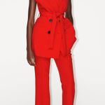 ZARA blazer long red vest with waist tie belt Photo 2