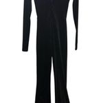 Edikted NWT  Cara Velvet Hooded Wide Leg Jumpsuit Black Size Small Photo 4