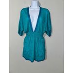 Victoria's Secret Cover Up Tunic Top Teal Blue Linen Blend Smocked Waist Photo 1