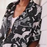 Anthropologie Karen Mabon Animal Pajama Short Sleeve Pajama Top Women’s Small Black Photo 0