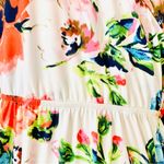 White Orange Blue & Green Multicolor Floral Wrap Maxi Dress. Size XL Photo 5