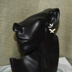 Pearlescent White Butterfly Ear Jacket Earrings Gold Photo 3