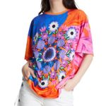 Desigual Luca Floral Mandala Unisex Orange Pink Purple Blue T-Shirt NWT- Size U Photo 14